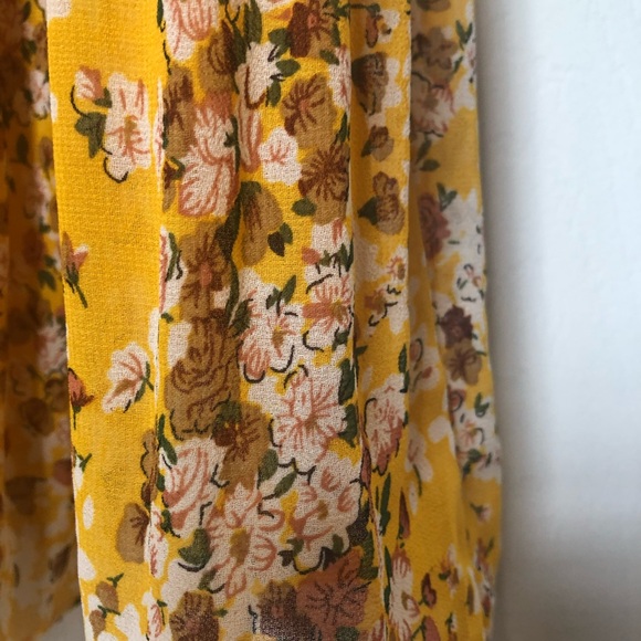 Maison DAmelie Yellow Floral Pleated Paris Halter Style Dress Size XS - Picture 3 of 10